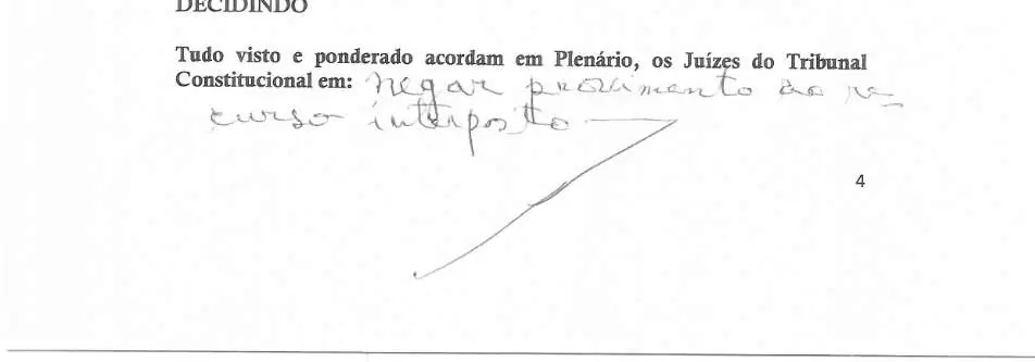 Parte decisória manuscrita do Acórdão n.º 579/2019