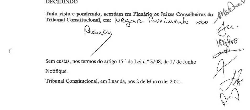 Parte decisória manuscrita do Acórdão n.º 667/2021
