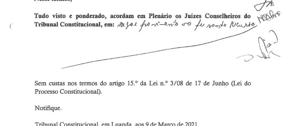 Parte decisória manuscrita do Acórdão n.º 673/2021