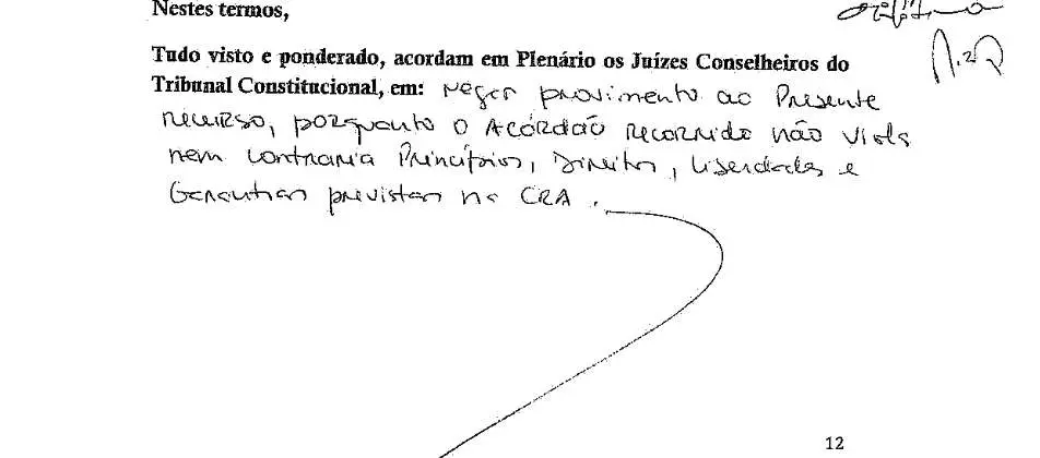 Parte decisória manuscrita do Acórdão n.º 682/2021