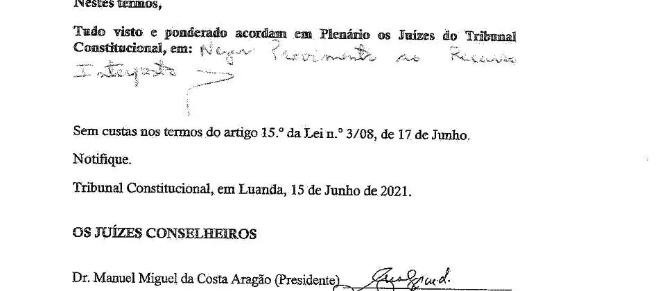 Parte decisória manuscrita do Acórdão n.º 686/2021