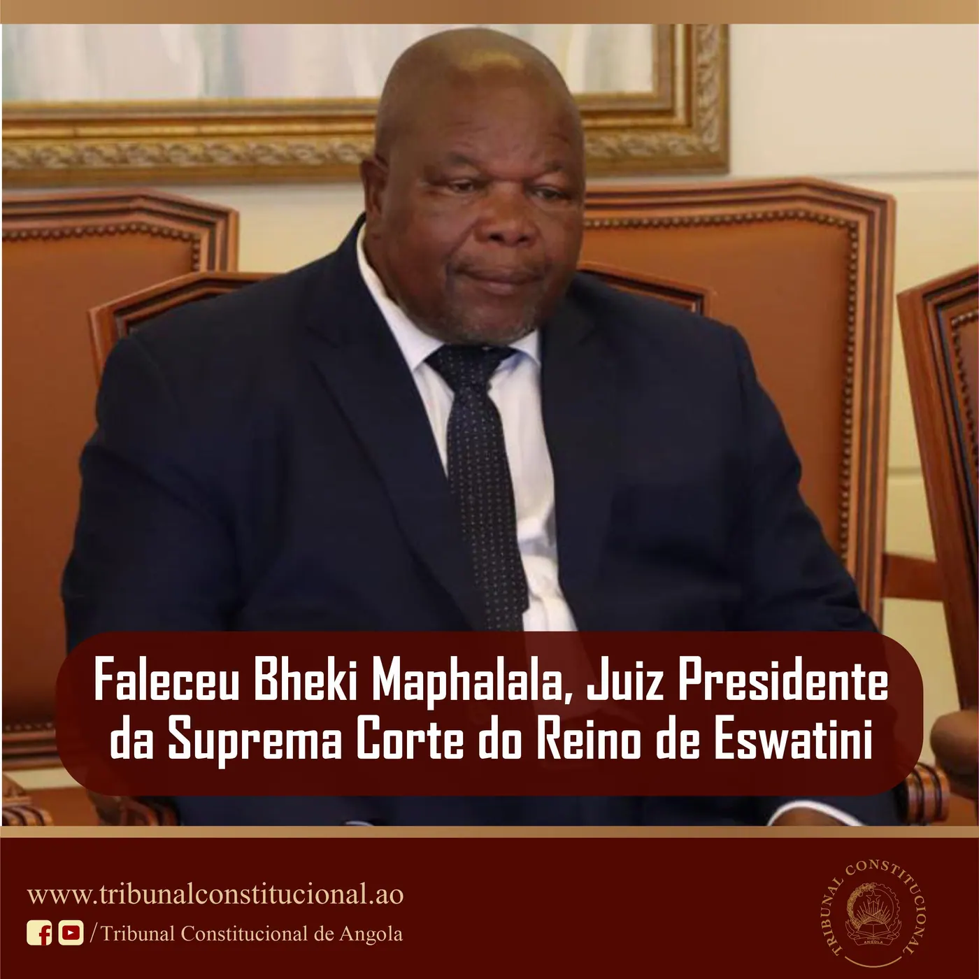 Fotografia: Juíza Conselheira Presidente Lamenta Falecimento de Juiz Presidente da Suprema Corte de Eswatini